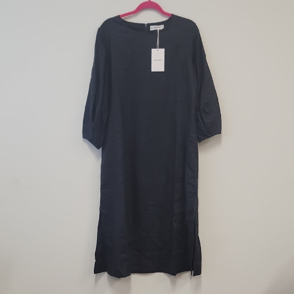 Everlane European Linen Midi Puff Sleeve Dress